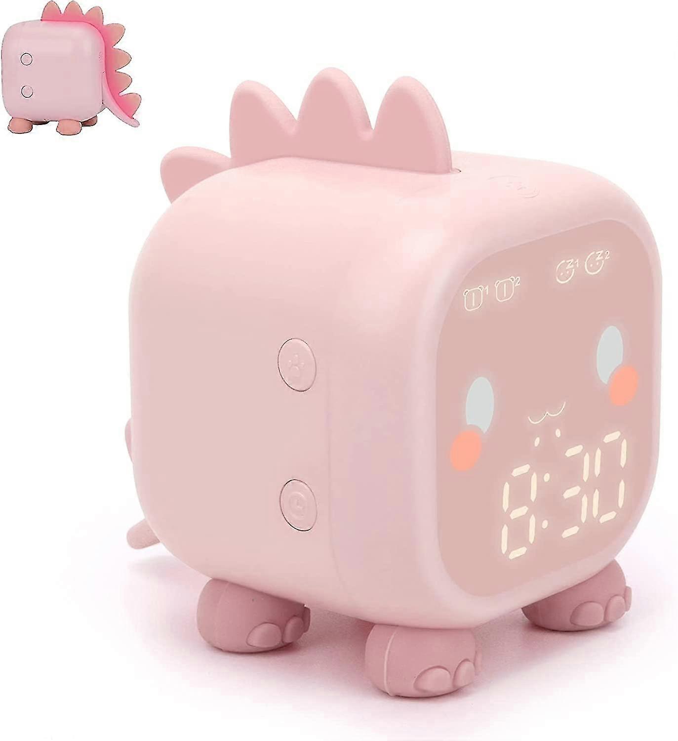 子供用目覚まし時計、子供の寝室のためのデジタル目覚まし時計、かわいい恐竜目覚まし時計子供の睡眠トレーナー、目覚め光&夜光USBアラーム