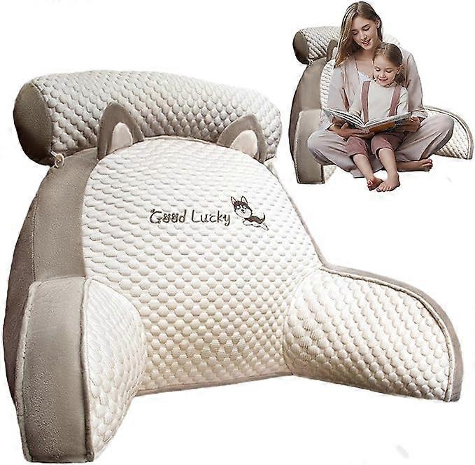 Reading Bed Pillow, 2 in 1 Design Back Rest Pillow, Detachable Neck Roll and Arms for Sitting in Bed, Multifunctional Back Pillows for Playing Games R