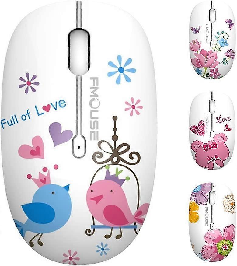 M101 Wireless Mouse Cute Silent Computer Mice with USB Receiver, 2.4G Optical Wireless Travel Mouse 1600 DPI Compatible with Laptop, Notebook, PC, Com
