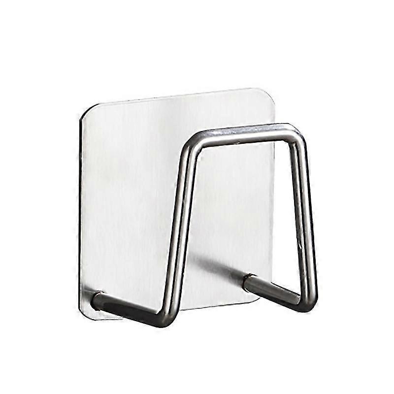 2pcs自己接着スポンジラックキッチンシンク、防水ステンレス鋼スポンジラックフック(シルバー)