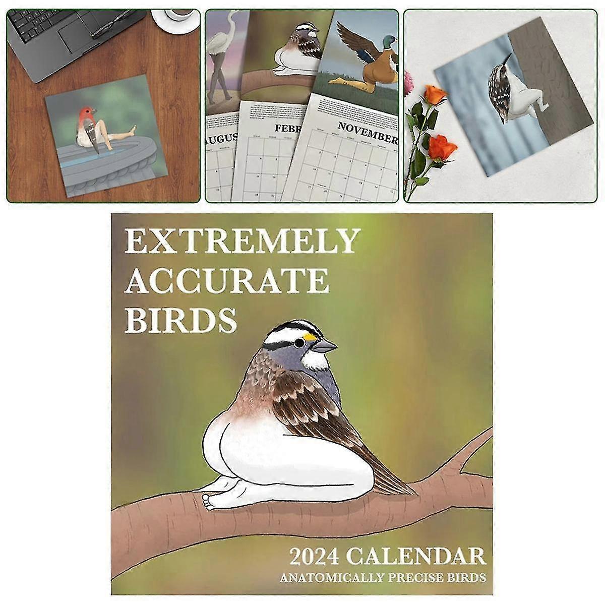 2024 Calendar of Extremely Accurate Birds 2024 Bird Calendar Wall Calendar Decoration Poster-29x29c