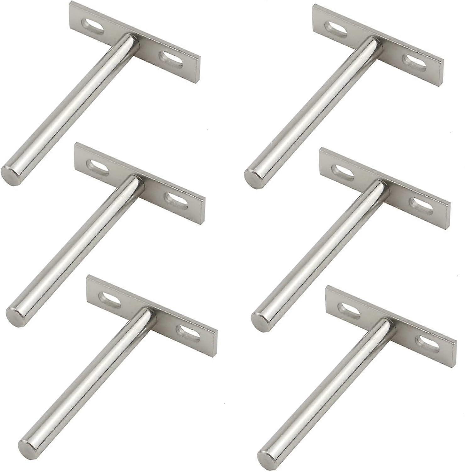 6 Piece Floating Shelf Bracket 4" (approx. 10.2 cm) Concealed Blind Shelf Bracket for Wood Shelf Mounting, Expansion Screws Included