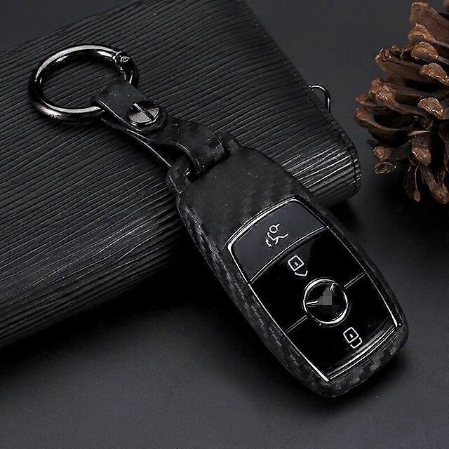 Carbon Fiber Look Remote Car Key Case Cover Shell Keychain for Mercedes Benz A C E S Class W203 W204 W212 W213 W176