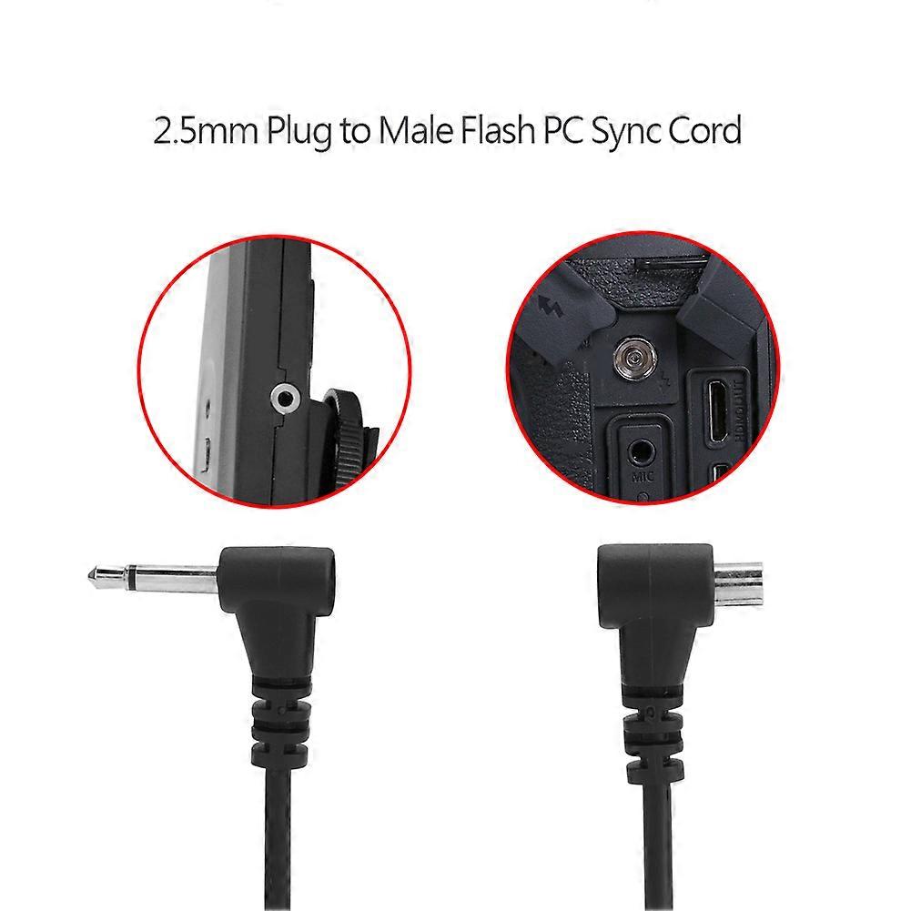 12-Inch 2.5mm Male PC Sync Cable for Camera Flash Connection