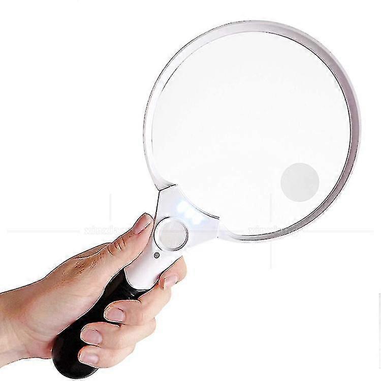 extra Large Led Handheld Magnifying Glass With Light - 2x 4x 25x Lens - Best Jumbo Size Illuminated Reading Magnifier For Books, Newspapers Ect PXCL