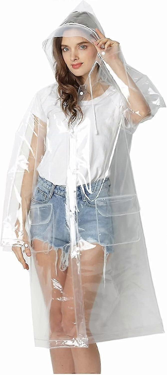 Transparent Raincoat For Women Eva Waterproof Rain Poncho Coat Reusable With Drawstring Hood (color : A-01, Size : Large)