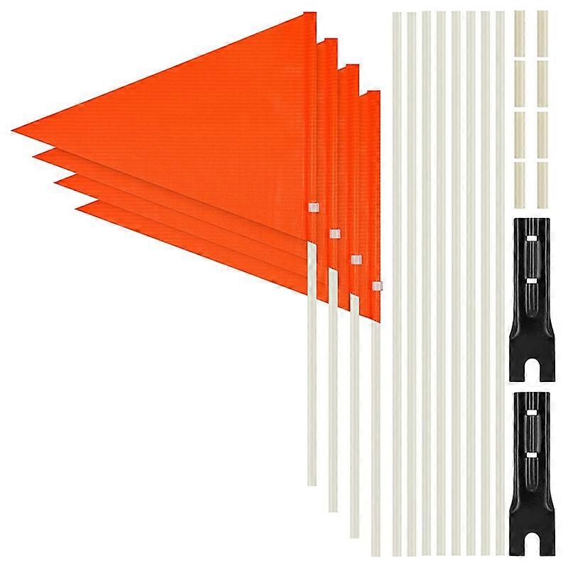 4 חלקים 6 רגל דגל בטיחות אופניים עם מוט גובה מתכוונן עמיד למים כתום דגל בטיחות לבטיחות רכיבה בחוץ