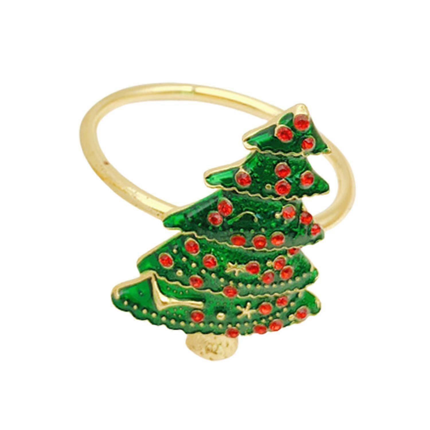 Napkin Ring Christmas Tree Shape Multipurpose Alloy Table Towel Buckles for Kitchen