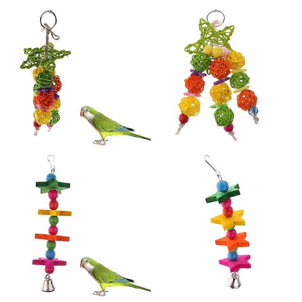 2Pcs Hanging Chew Toy Parrot Chewing Toy With A Bell Teeth Care Treat Chew