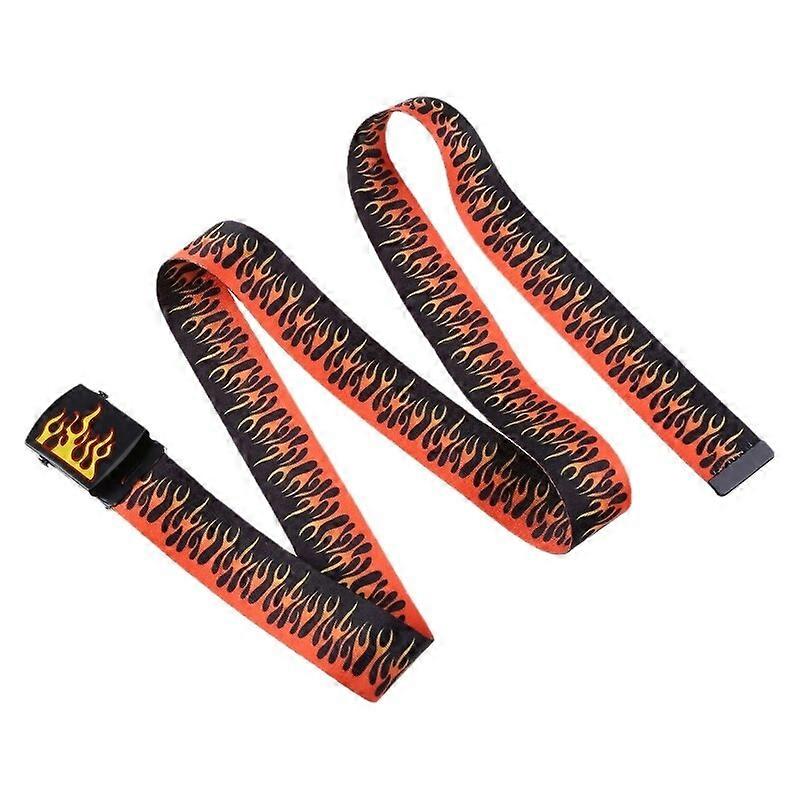 1/2Pcs Mens Womens Casual 130cm Length Canvas Adjustable Waist Belt with Flame Grain Buckle Clothing AccseeoriesBelts