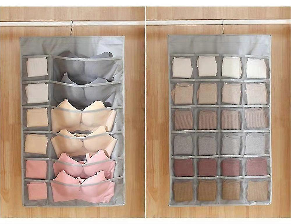 30 Pockets Hanging Closet Wardrobe Storage Bra Underwear Socks Ties Organiser With Large And Deep Pockets,double-sided Space-saving Clothes Organiser