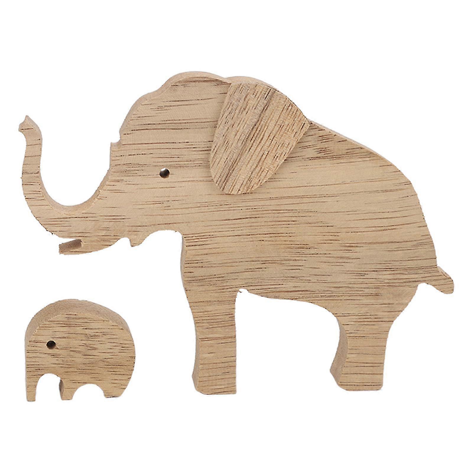 2 قطع الفيل الأم الطفل التماثيل الحلي لطيف شكل أكثر سلاسة حواف الخشب التماثيل الفيل الحلي ل