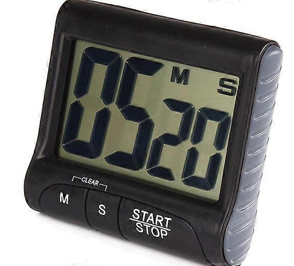 Digital timer (black, batteries not included), countdown timer with large screen, multifunction kitchen timer with loud LCD display, small portable el