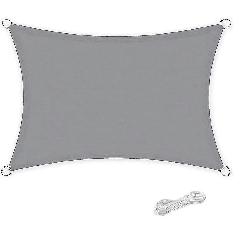 Shade Sail, Waterproof Rectangular 2 X 3 Meters For Garden & Patio, 95% Protection From Uv Rays, Gray