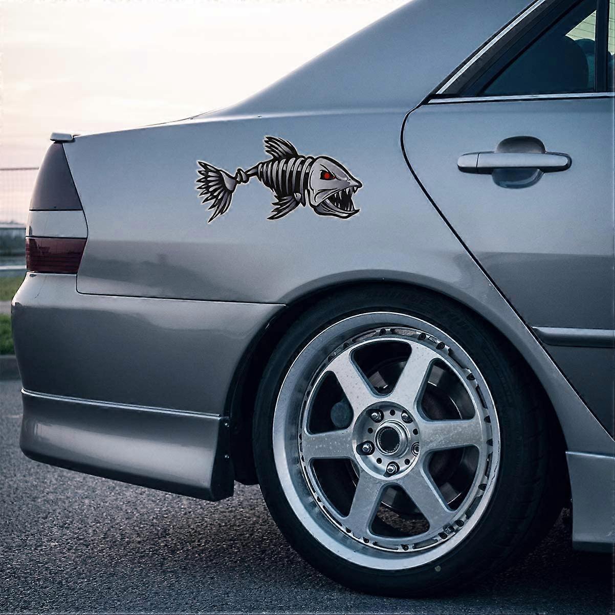 2 Fish Skeleton Decals – 12" Vinyl Stickers For Truck, Boat, Kayak, Fishing Gear, Waterproof & Durable-936291