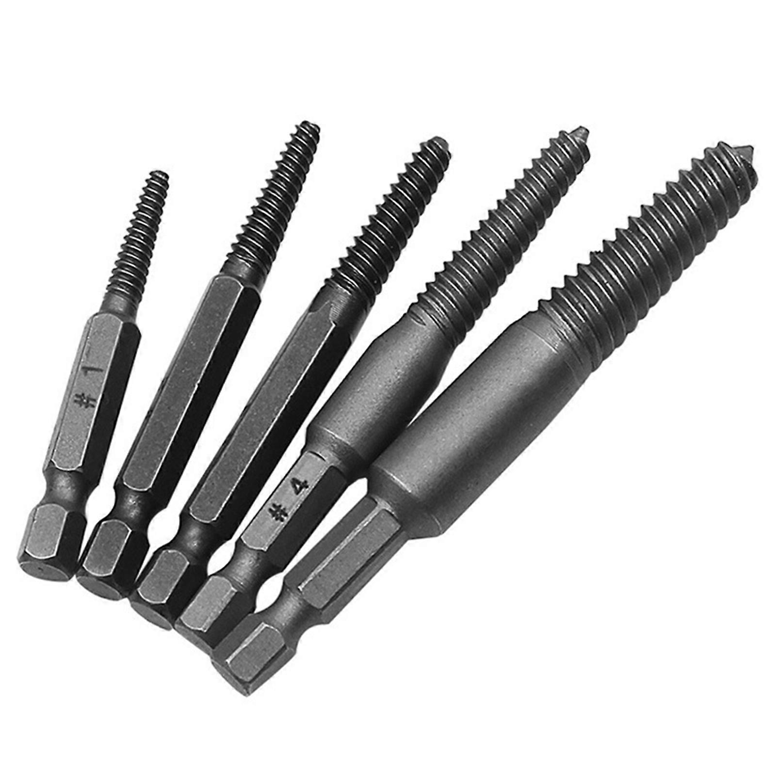 5x/Set Hexagonal Shank Screw Extractor Practical Spiral Flute Bolt Extractor Set