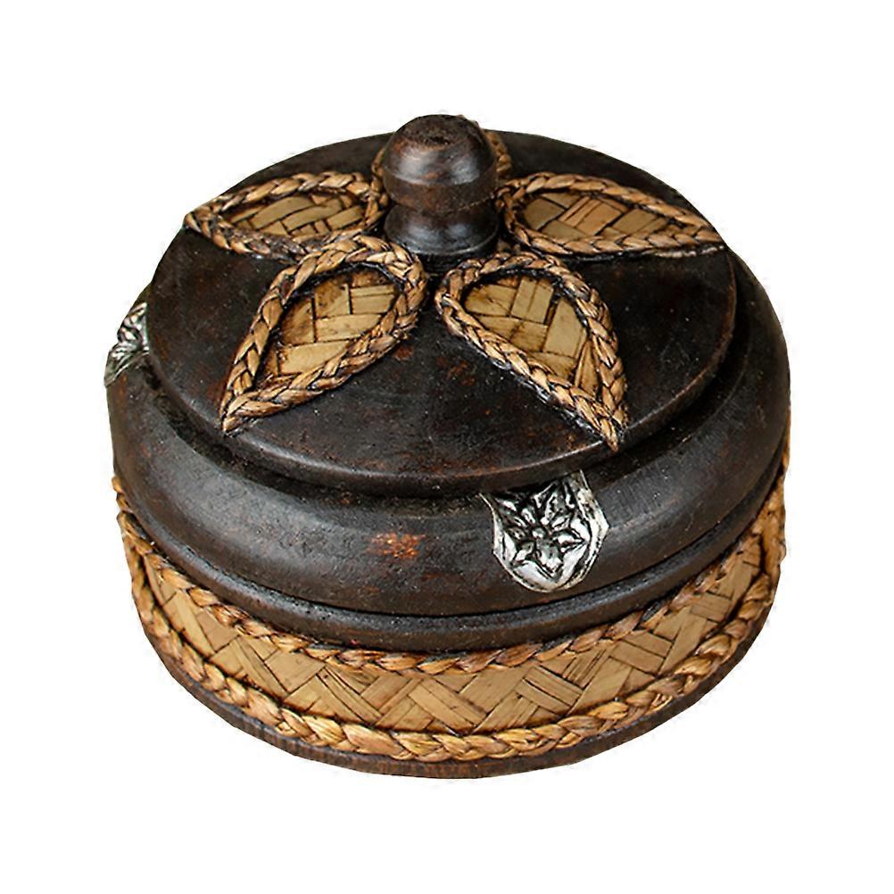 1PC Thai Solid Wood Ashtray Handmade Decorative Ashtray (Diameter About 10CM)