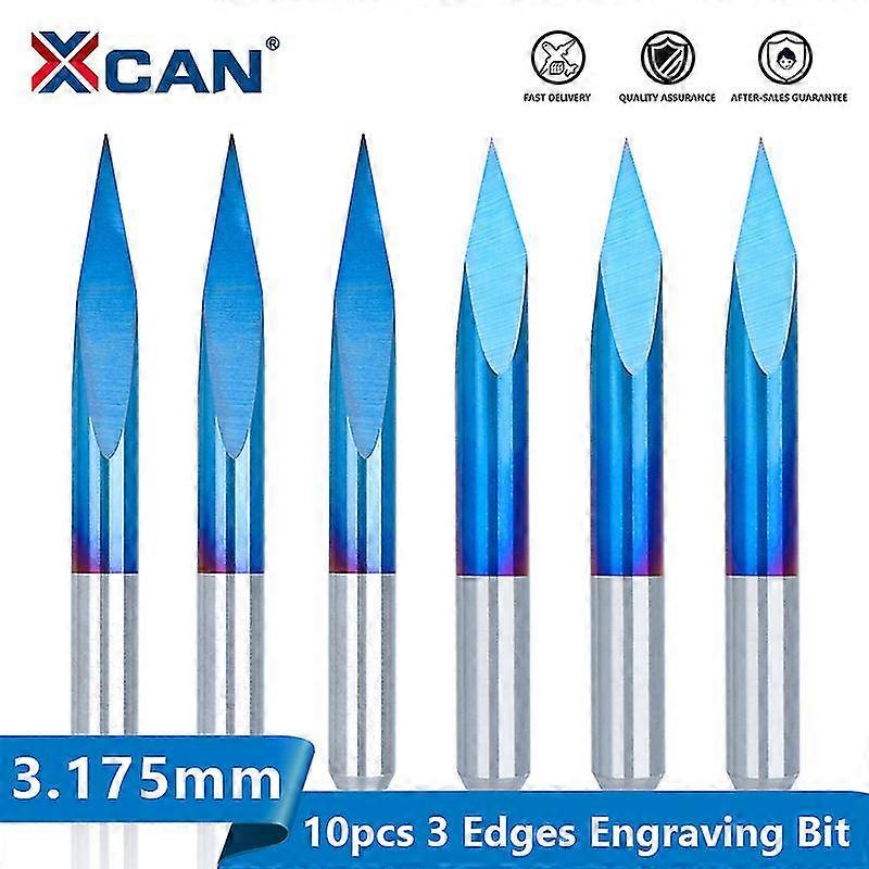 3 Edge Pyramid Engraving Bits 10pcs 3.175mm Shank Carbide End Mill 20-90 Degrees Tip 0.1-0.3mm Cnc Router Bit Milling Cutte