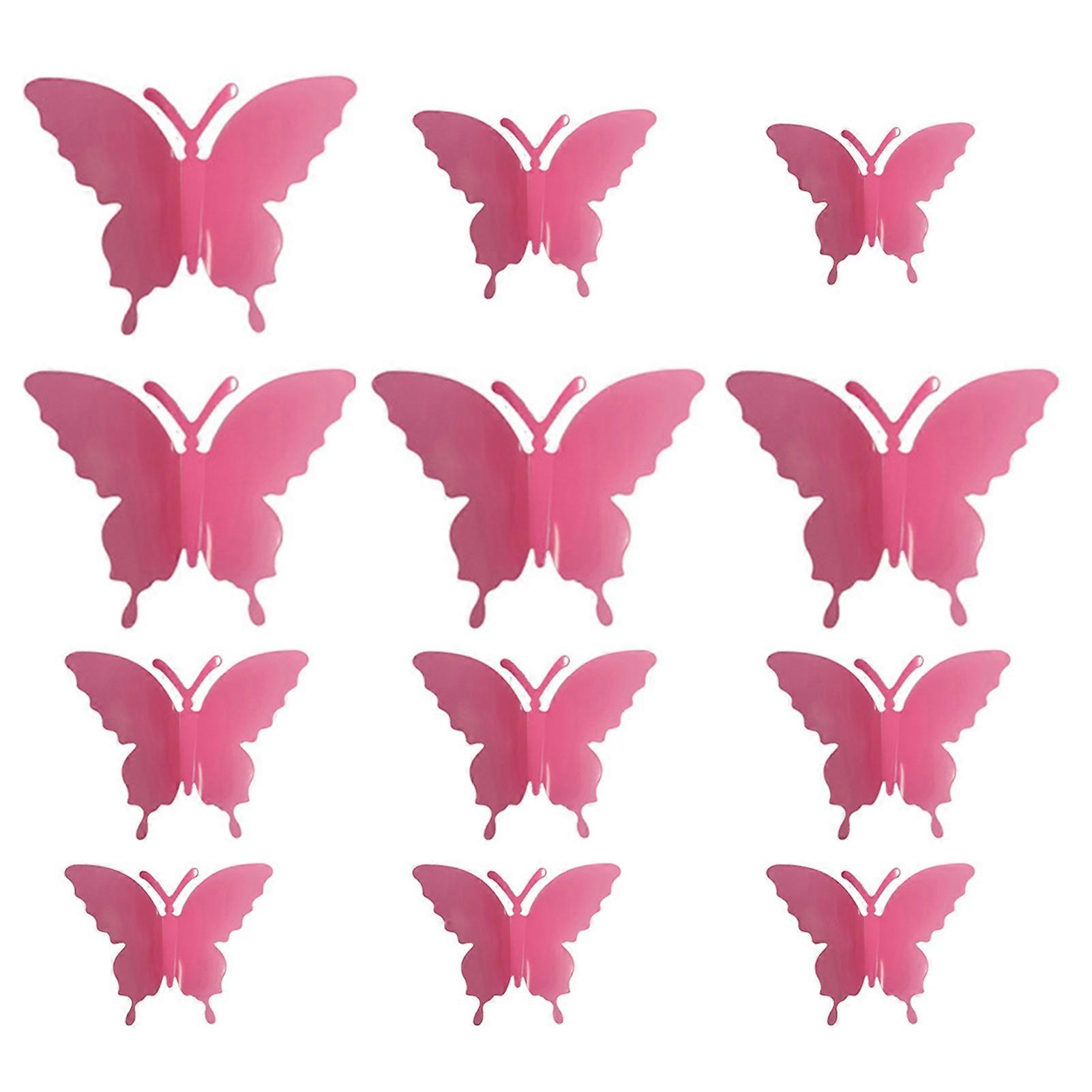 12Pcs Autocollant mural Effet lumineux Facile à utiliser PVC Butterfly Shape Carrelon Decal Fournitures Ménagers