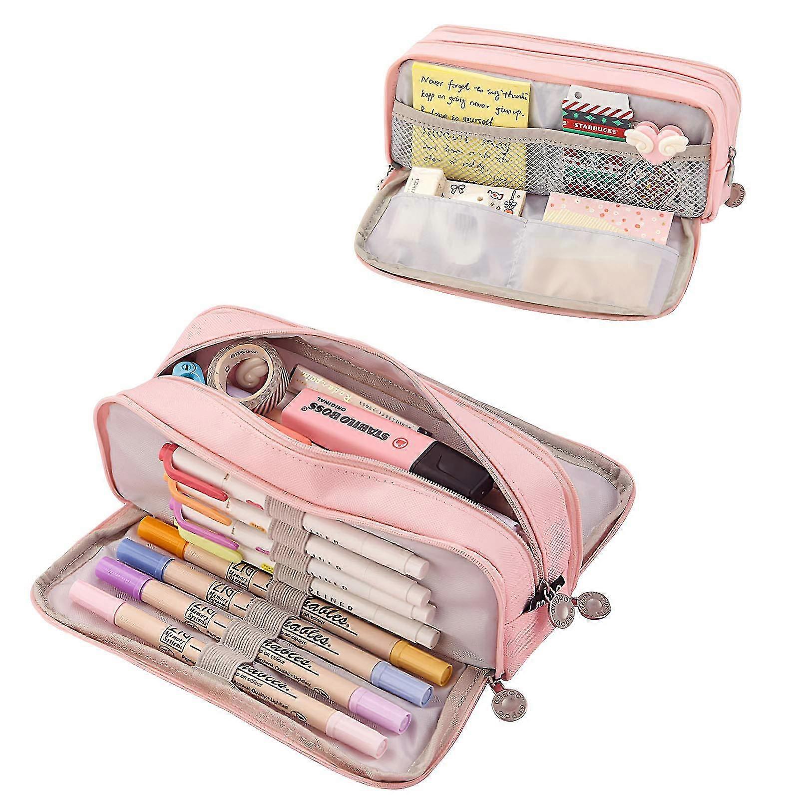 Duży piórnik dla chłopców dla dziewcząt, piórniki o dużej pojemności z 3 przegrodami Torba na długopis Uchwyt na artykuły szkolne Organizer Makeup Cosmetic Bag F