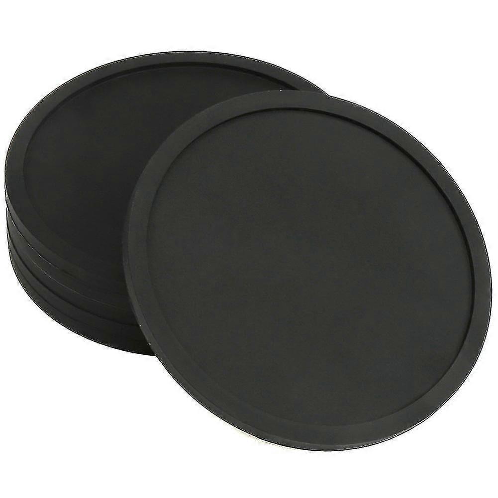 12pcs Coaster Set Black Round Silicone Coaster Thickened Non-slip