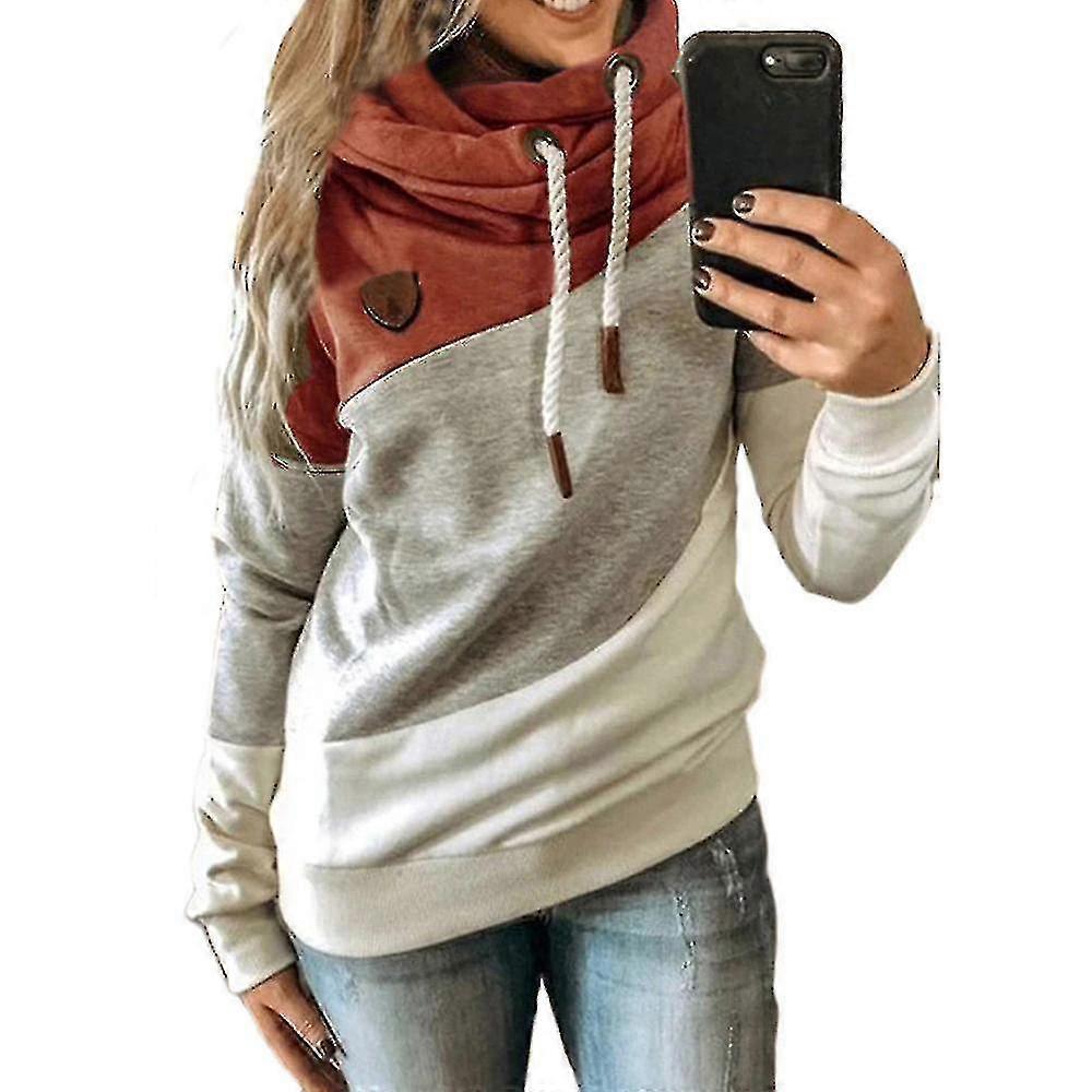 Womens Oversized Drawstring Colorblock Hoodies Long Sleeve Pullover Pullover Hooded Tops