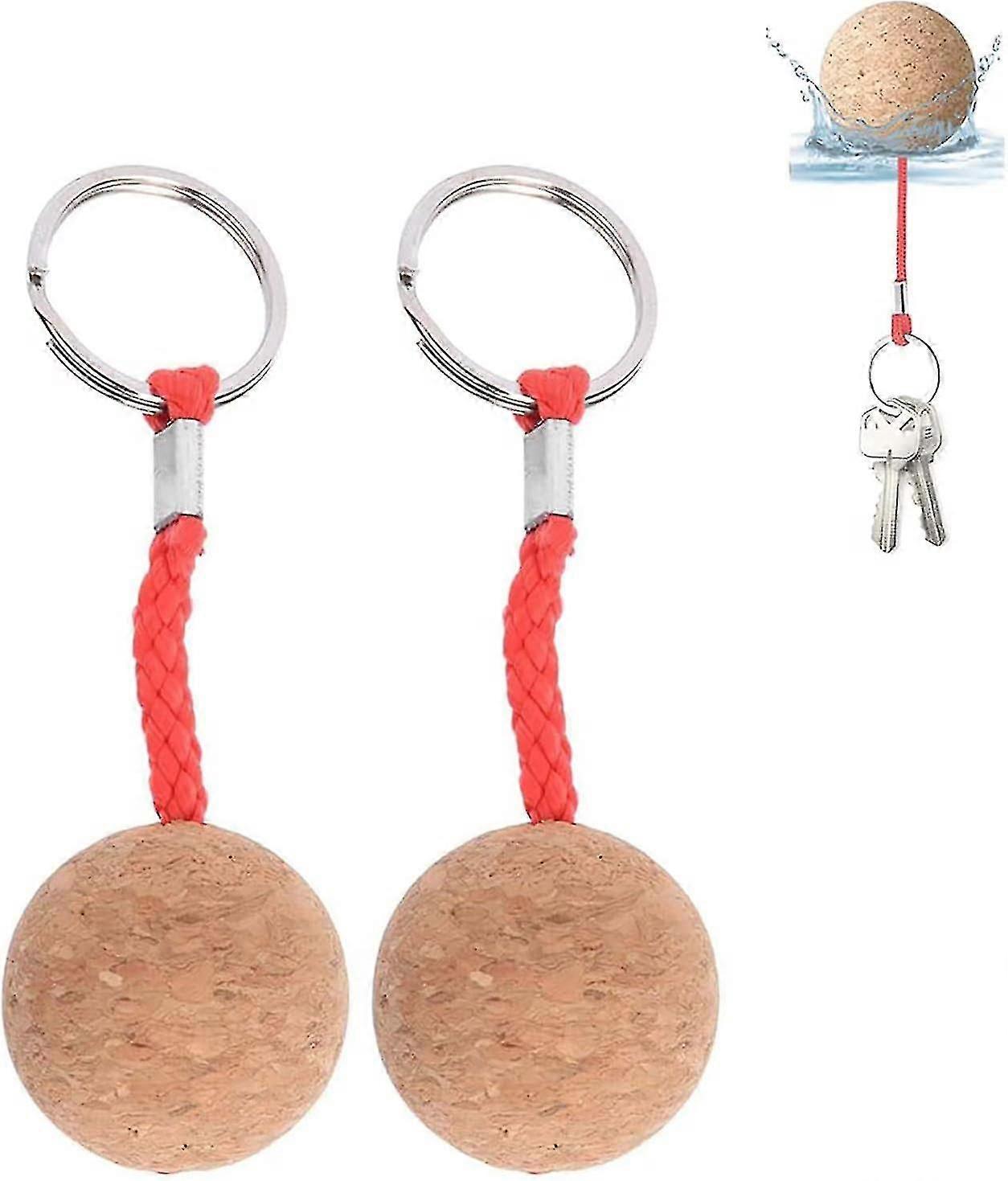 Floating Keyring, Floating Cork Keyring, 2pcs 35mm Wooden Ball Key Ring, Floatable Wooden Ball Key Chain, Float Sailing Boat Canoe Water Sports Access