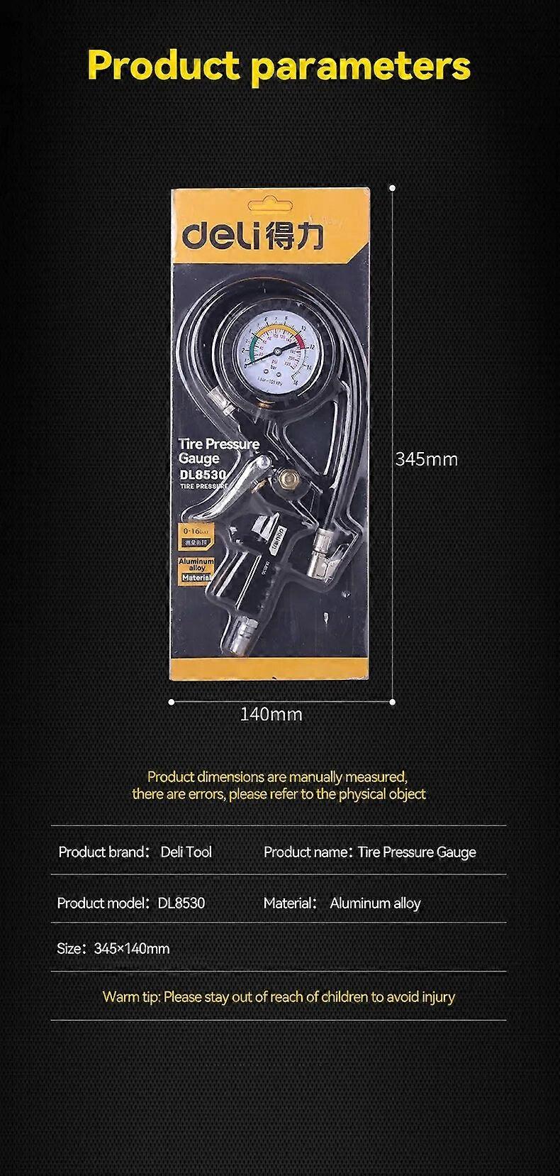 Deli Däcktrycksmätare Bil Däcktrycksmätare Bil Däcktryck Watch Hög Precision Däcktrycksmonitor
