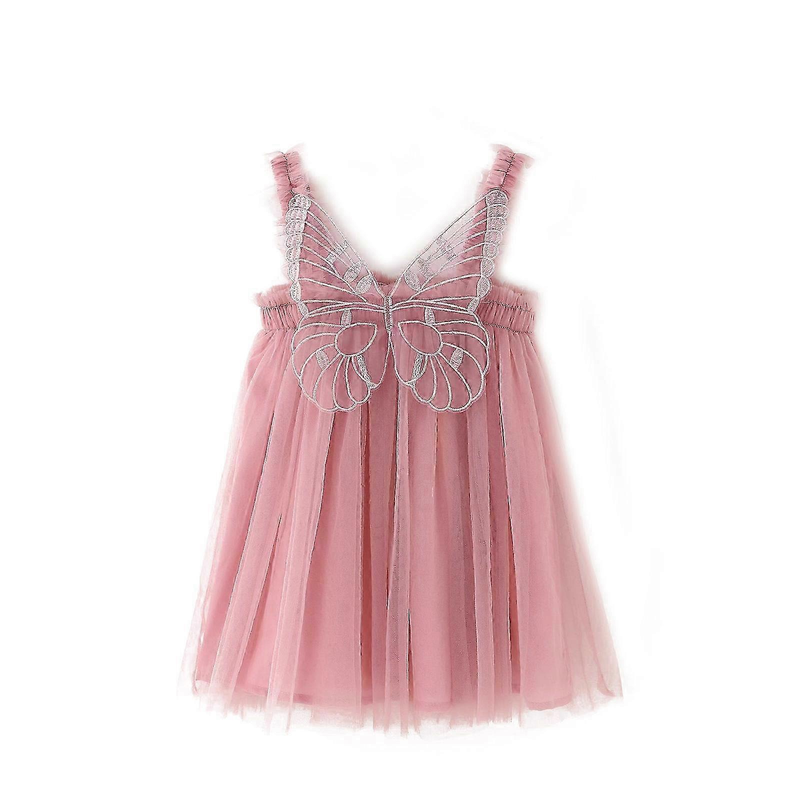 80-130 ס"מ פעוט תינוקת ילדה כנפי פרפר שמלה ללא שרוולים טול שמלות טוטו ילדים מסיבת קיץ יום הולדת חצאית נסיכה