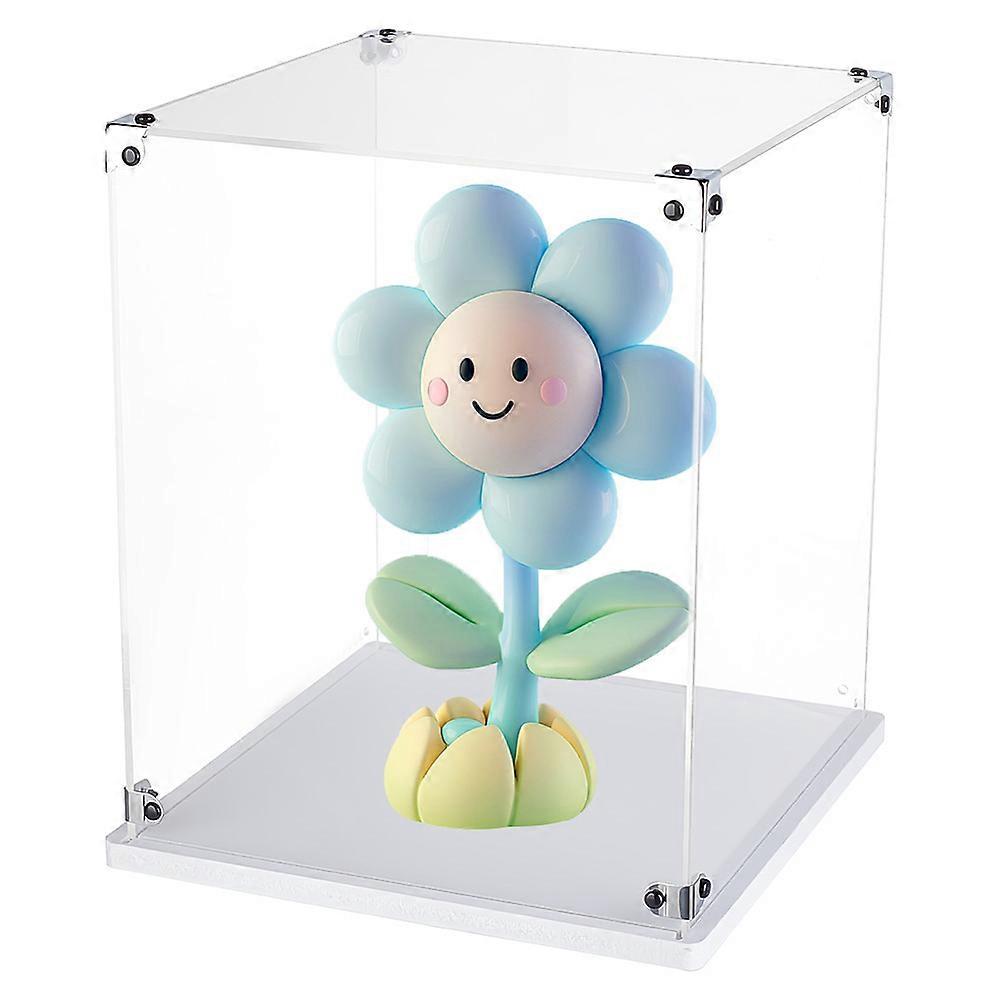 Transparent Acrylic Minifigures Display Case Dustproof Dolls Display Box for Models Toys Action Figures Rectangle White Finished Product: 20x20x25cm