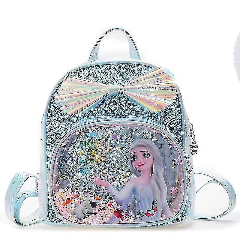 Frozen Elsa Anna Sequins Backpack Glitter School Book Bag Girls Kawaii Fashion Pu Leather Travel Backpack Christmas Gifts-i