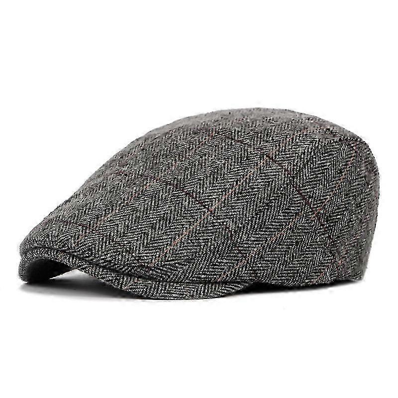 Middle-aged and elderly peaked cap adjustable classic beret flat hat (gray)