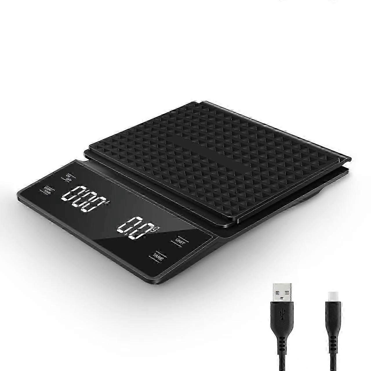 Kaffeewaage mit Timer 3kg/0,1g Hochpräzise Pour Over Drip Espressowaage mit hintergrundbeleuchtetem LCD-Display Batterien Wiederaufladbar