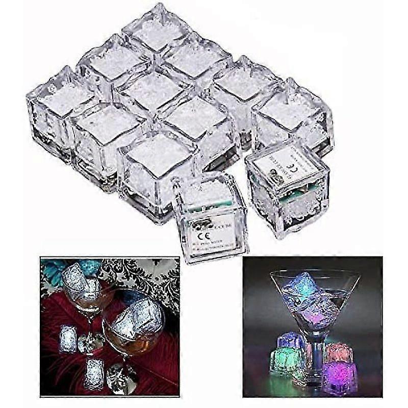 Water Dipping Decorative Led Ice Cubes Quick Flashing Led Ice Cubes Fast Flashing Decorative Multicolor Cubes - Set Of 12