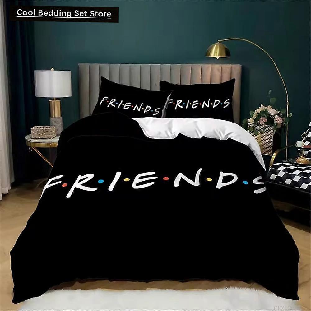 x2035 Lençóis Friends Estilo Programa de TV Conjunto de Cama Para Quarto Colchas Macias Para Roupa de Cama Capa de Edredom Confortável Colcha e Fronha 3-Piece Bedd