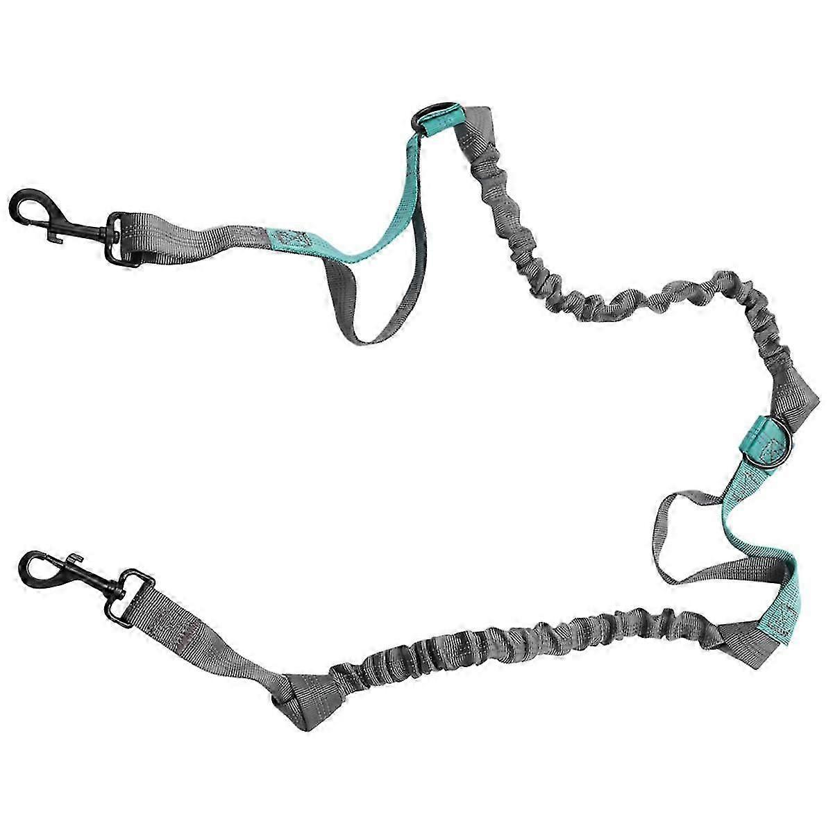 Hands Waist Dog Leash with Dual Bungees, Free Control for Up to 150 lbs Dogs, Dual-Handle Bungee Leash with Adjustable Waist Belt - for Running, Joggi