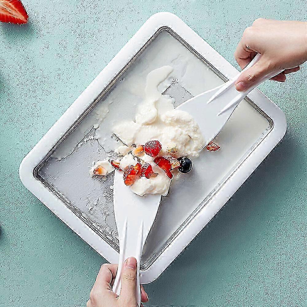 Instant Rolled Ice Cream Maker Pan Machine Frozen Yogurt Sorbet With 2 Spatulas - JZ