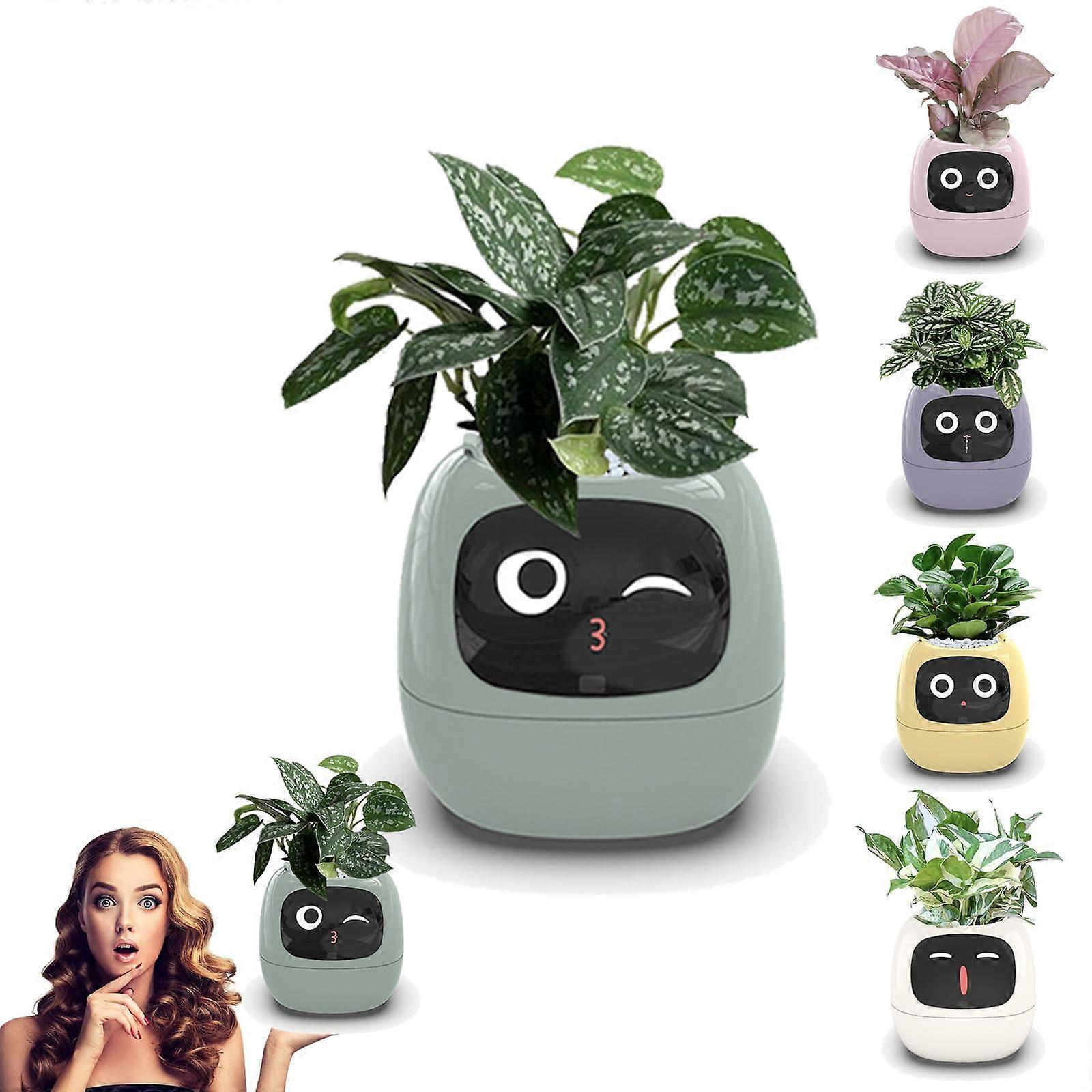 AI Smart Plant Pot with Expression, Interactive Electronic Bud, Fun Indoor Maintenance Assistant, A Pet-Like Flowerpot