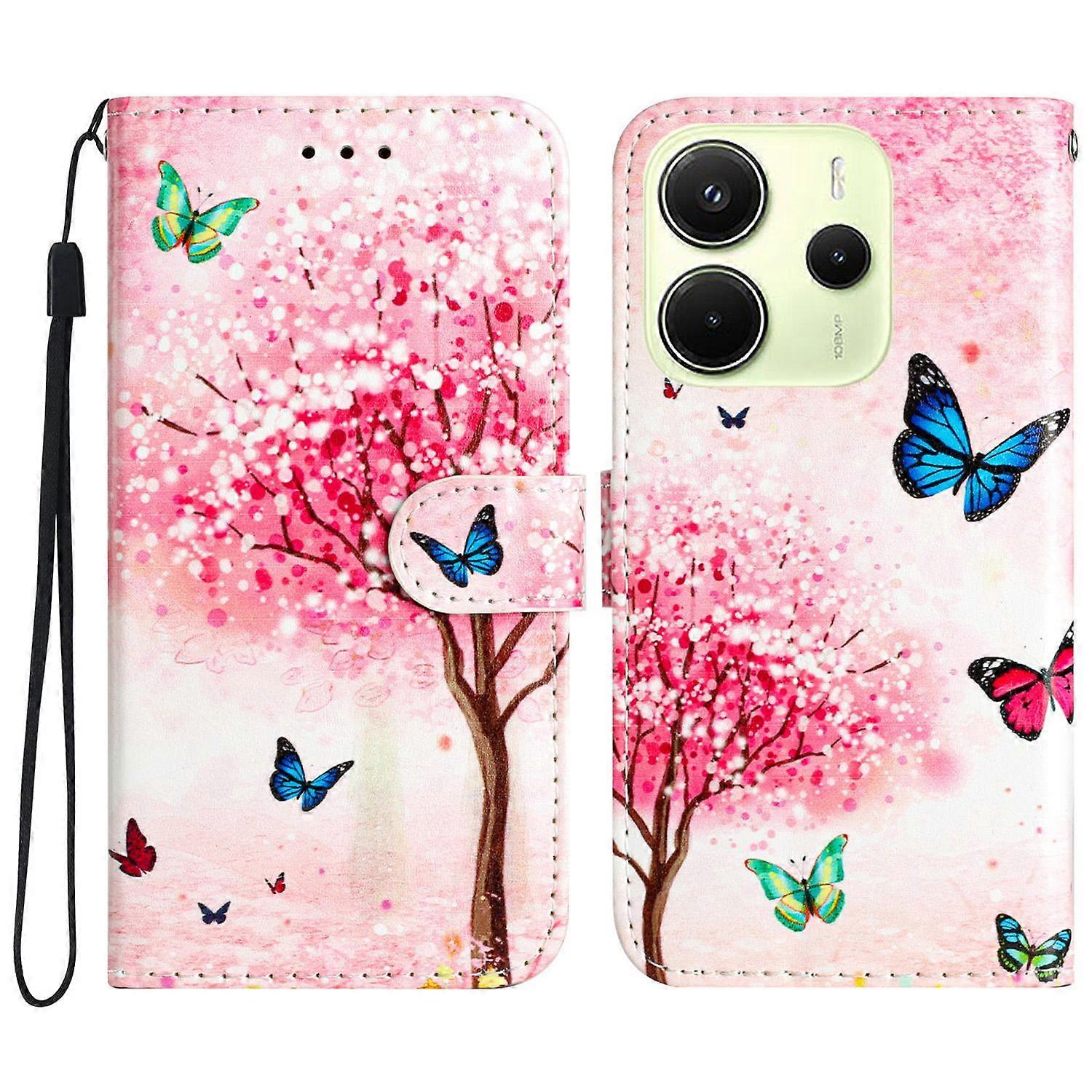 AS For Xiaomi Redmi Note 14 4G (163.25x76.55x8.16mm) Wallet Case Printed Pattern Design Leather Phon