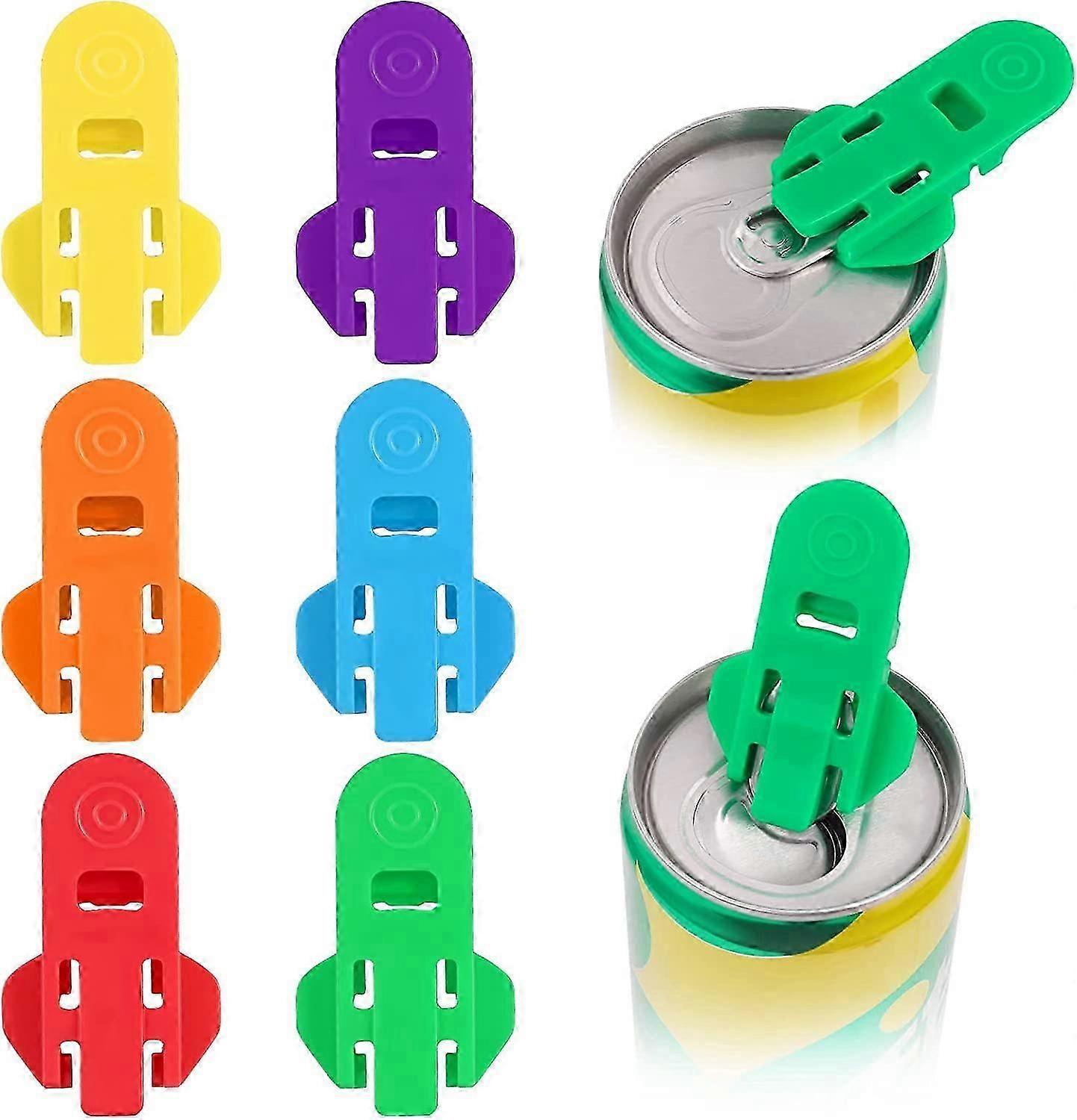 6 stycken Easy Can Opener Manual, Färgkodad Soda Protector Can Opener Plastic Can Opener, Soda Beer Beverage Can Opener Label Can Opener Keeps Out Bu