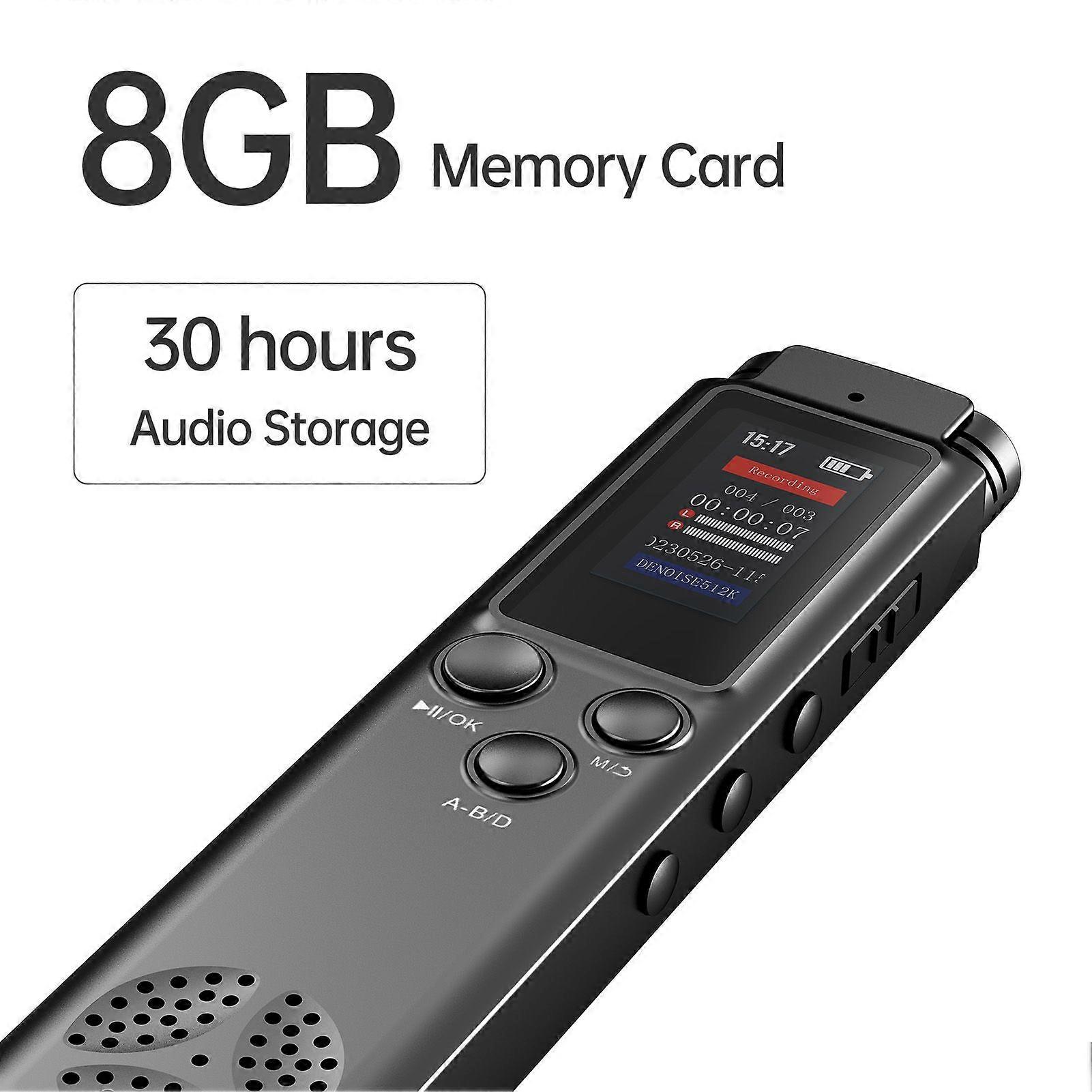 8GB Digital Voice Recorder Voice Activated Audio Recording Noise Reduction with Playback MP3 Music Player 30hrs Recording Files Device Support Passwor