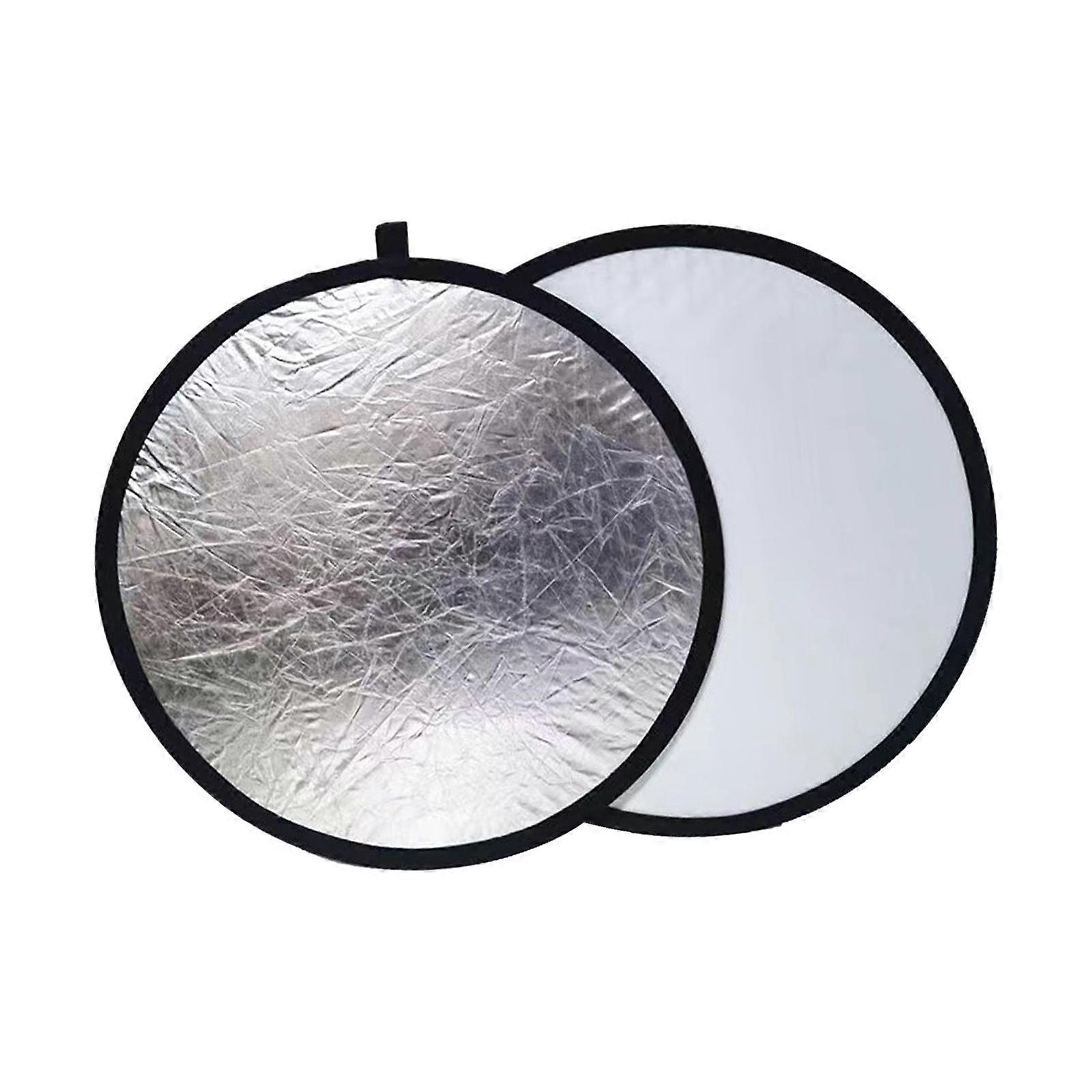Light Reflector Two in 1 Photography Reflector Round Silver White Light Diffuser