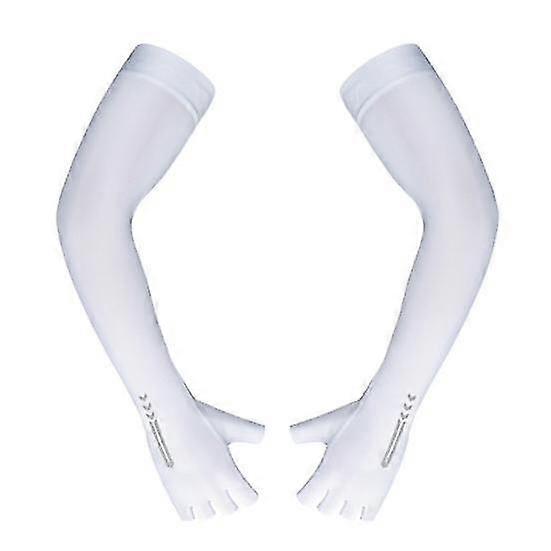 1 Pair Sun Protection Arm Sleeves with Reflective Design Super Thin & Breathable Solid Color Five-fi