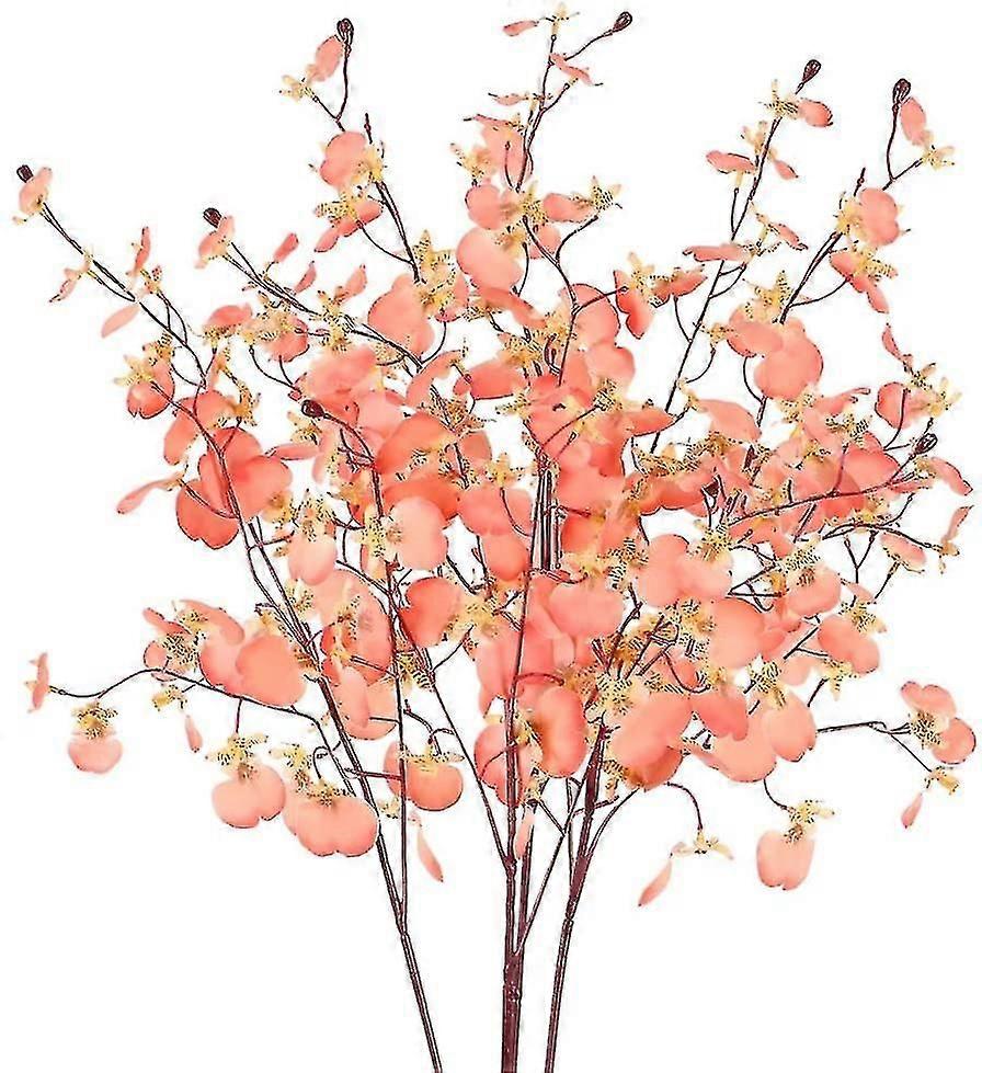 4ks Faux Orchid Silk Flower Fake Flower Kytice Fake Dancing Lady Orchid Faux Phalaenopsis Orchid For Diy