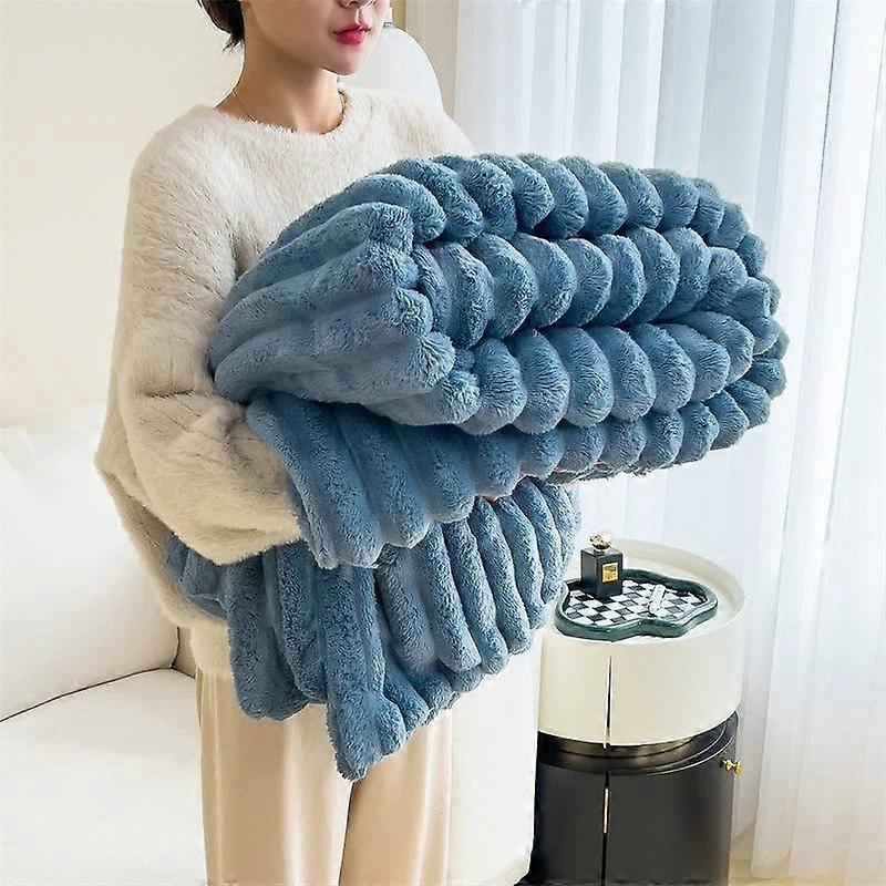 Solid Color Thickened Wide Striped Multifunctional Blanket Can Be Used As Bed Sheet Cover Blanket Nap Blanket