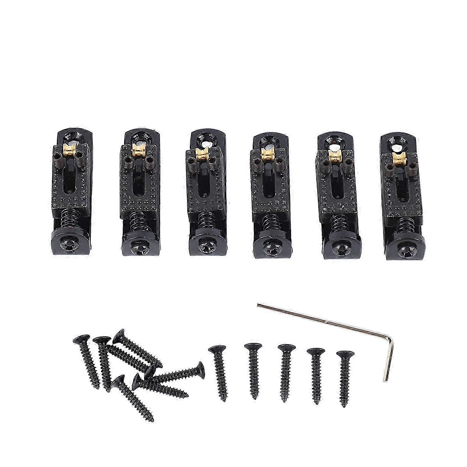 Electric Guitar Split Bridge Saddle Roller Ball String Plate Metal Tailpiece Accessories Black