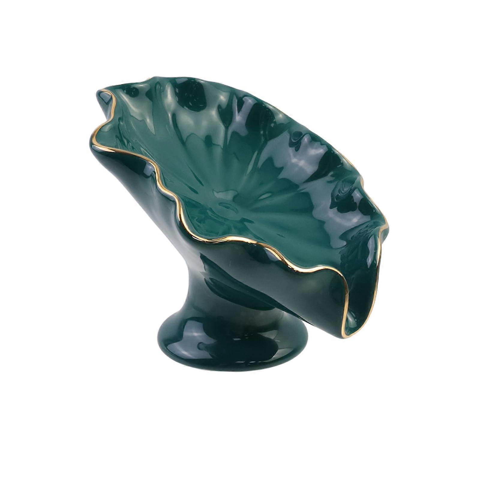 Ceramic Sponge Holder for Kitchen, Blackish Green, Stylish Design, Durable Material, Countertop Organizer