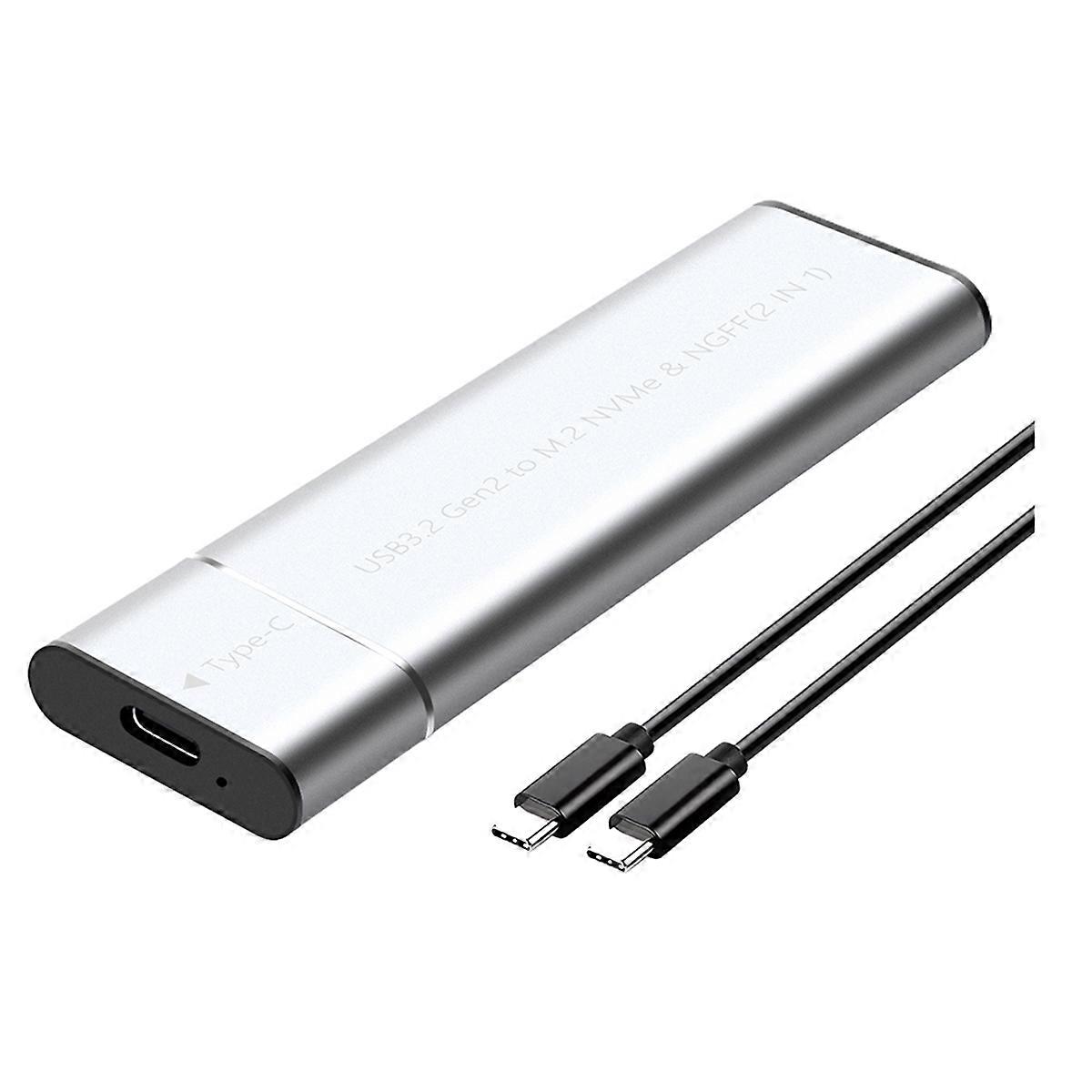 M.2 NVMe SATA SSD Enclosure Adapter Silver