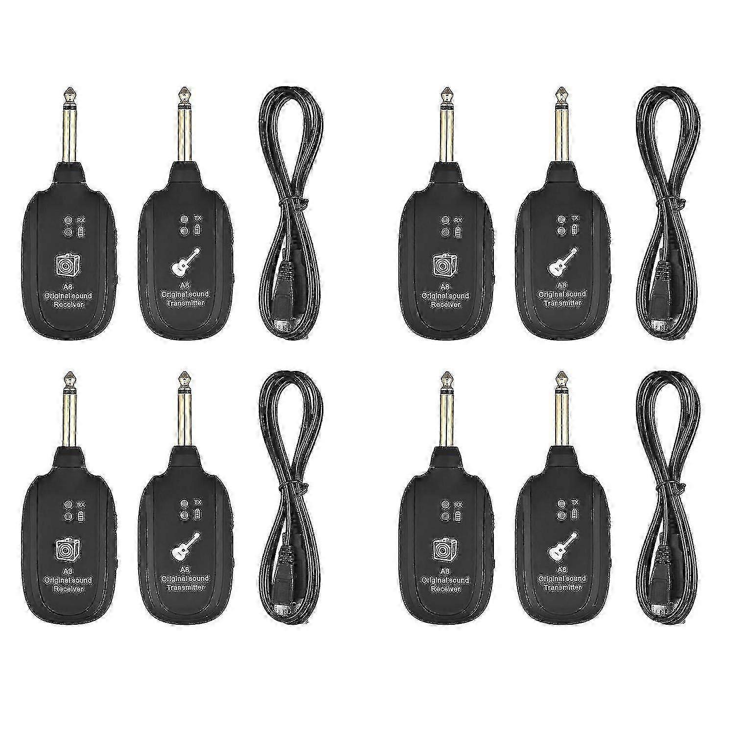 4 סט Uhf גיטרה אלחוטית מערכת משדר מקלט מובנה גיטרה אלחוטית נטענת Transmi