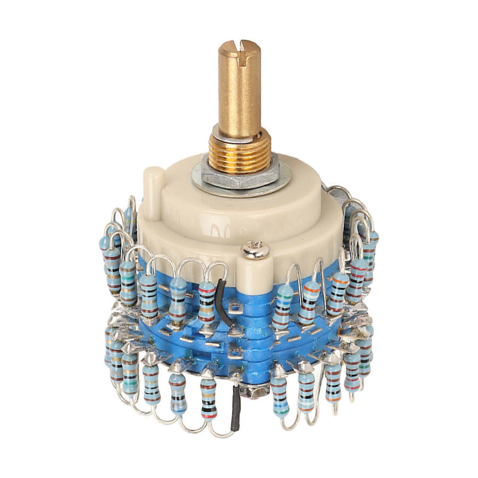 Two Channels Volume Potentiometer 2×24 Gear 20K High Accuracy Volume Potentiometer for Amplifier Round Handle 